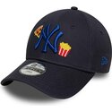 mutzen-gebogen-marineblau-verstellbares-band-fur-kinder-9forty-food-icon-der-new-york-yankees-mlb-von-new-era