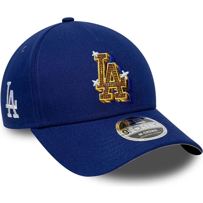 mutzen-gebogen-blau-snapback-9forty-m-crown-a-frame-emblem-der-los-angeles-dodgers-mlb-von-new-era