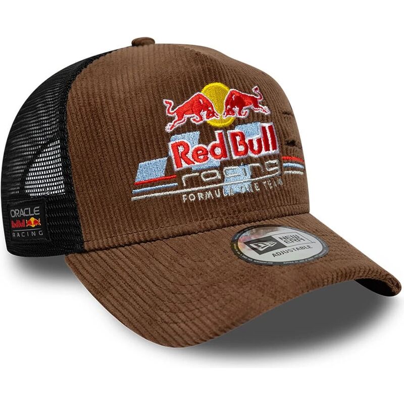 casquette-trucker-marron-et-noire-a-frame-distressed-cord-red-bull-racing-formula-1-new-era casquette-trucker-marron-et-noire-a-frame-distressed-cord-red-bull-racing-formula-1-new-era