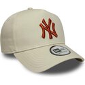 mutzen-gebogen-beige-snapback-e-frame-league-essential-der-new-york-yankees-mlb-von-new-era