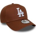 mutzen-gebogen-braun-snapback-e-frame-league-essential-der-los-angeles-dodgers-mlb-von-new-era