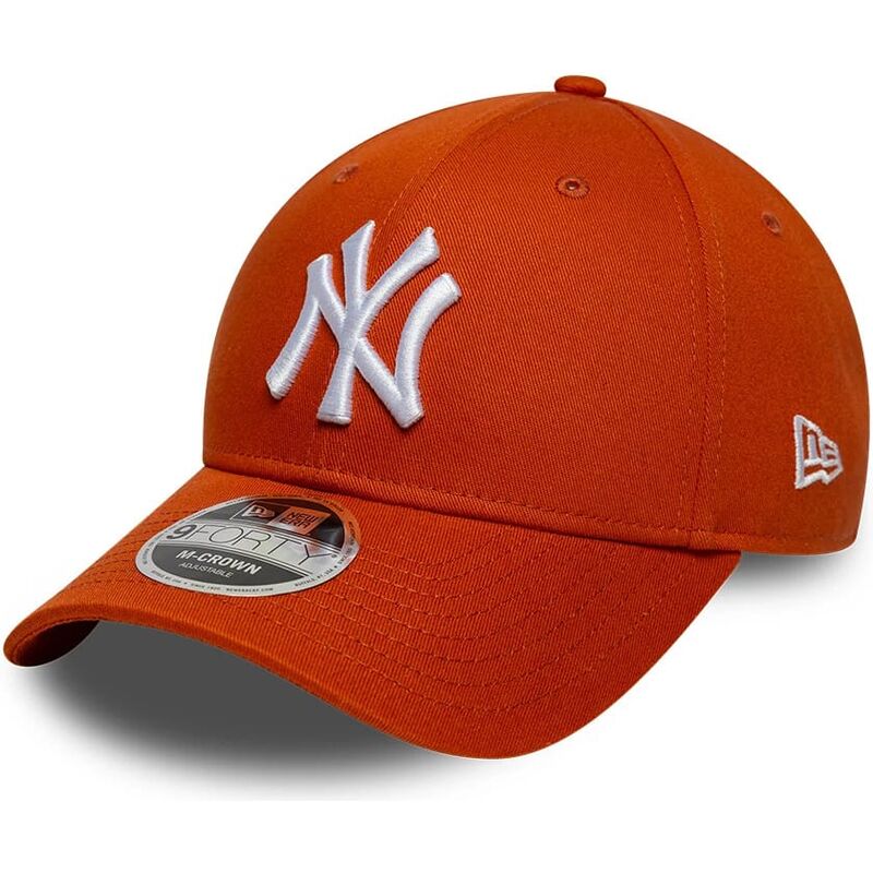 mutzen-gebogen-orange-snapback-9forty-m-crown-der-new-york-yankees-mlb-von-new-era