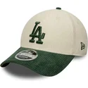 casquette-courbee-beige-et-verte-snapback-avec-logo-vert-9forty-m-crown-cord-los-angeles-dodgers-mlb-new-era