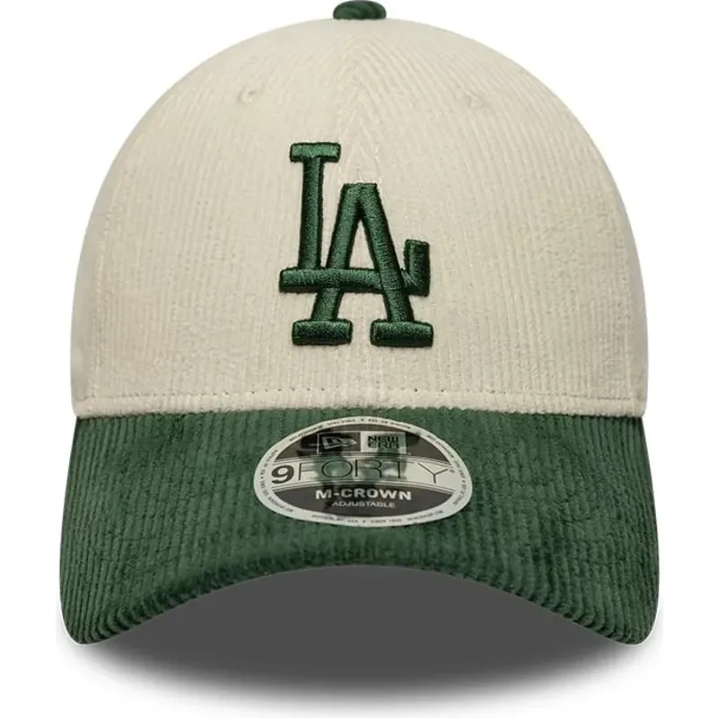casquette-courbee-beige-et-verte-snapback-avec-logo-vert-9forty-m-crown-cord-los-angeles-dodgers-mlb-new-era casquette-courbee-beige-et-verte-snapback-avec-logo-vert-9forty-m-crown-cord-los-angeles-dodgers-mlb-new-era