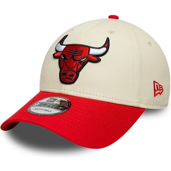 Casquette courbée beige et rouge ajustable 9FORTY Colour Block Chicago Bulls NBA New Era