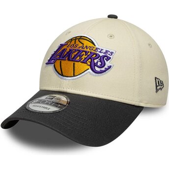 Casquette courbée beige et noire ajustable 9FORTY Colour Block Los Angeles Lakers NBA New Era