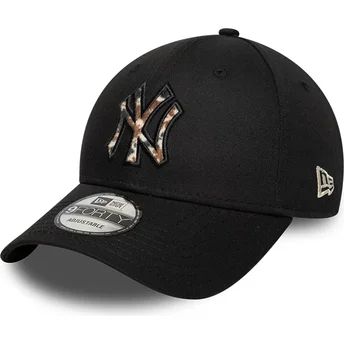 Mützen gebogen schwarz verstellbares band 9FORTY Faux Pony Infill der New York Yankees MLB von New Era