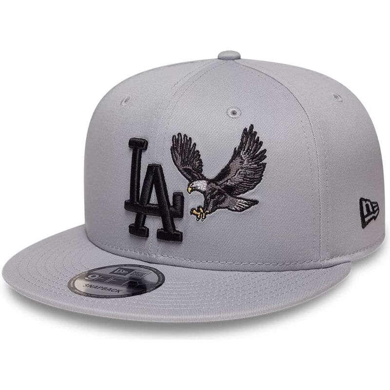 casquette-plate-grise-snapback-avec-logo-noir-9fifty-outdoor-icon-los-angeles-dodgers-mlb-new-era