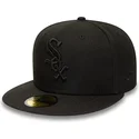casquette-plate-noire-ajustee-avec-logo-noir-59fifty-chicago-white-sox-mlb-new-era
