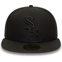 casquette-plate-noire-ajustee-avec-logo-noir-59fifty-chicago-white-sox-mlb-new-era