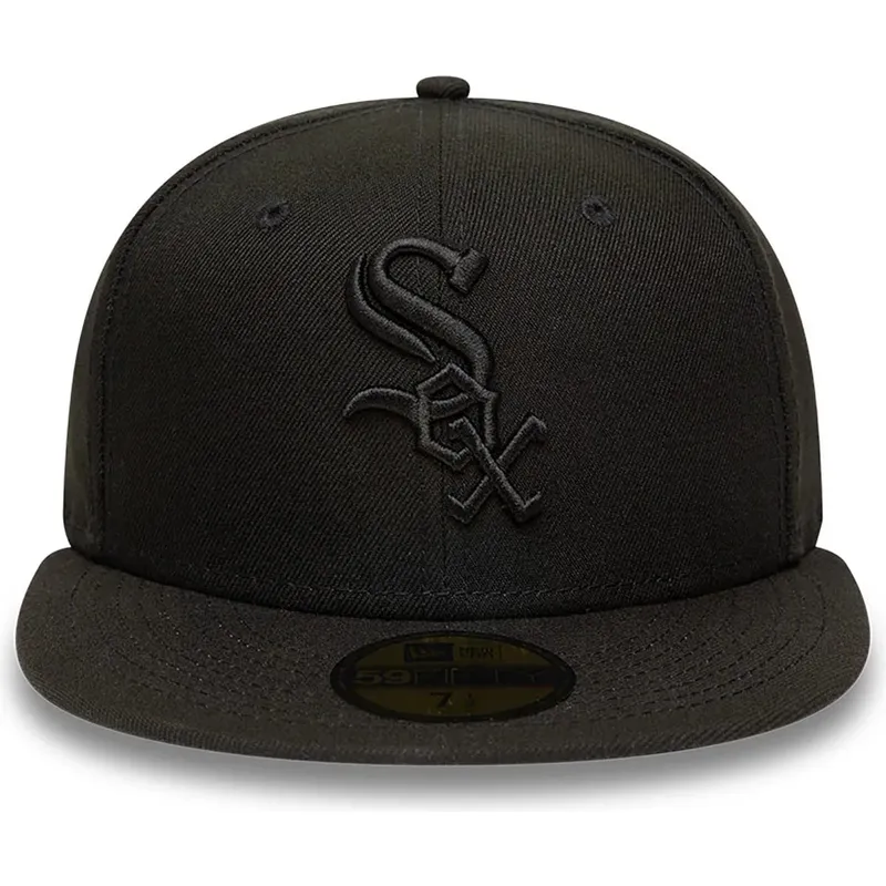 casquette-plate-noire-ajustee-avec-logo-noir-59fifty-chicago-white-sox-mlb-new-era