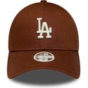 casquette-courbee-marron-ajustable-pour-femme-9forty-league-essential-midi-los-angeles-dodgers-mlb-new-era