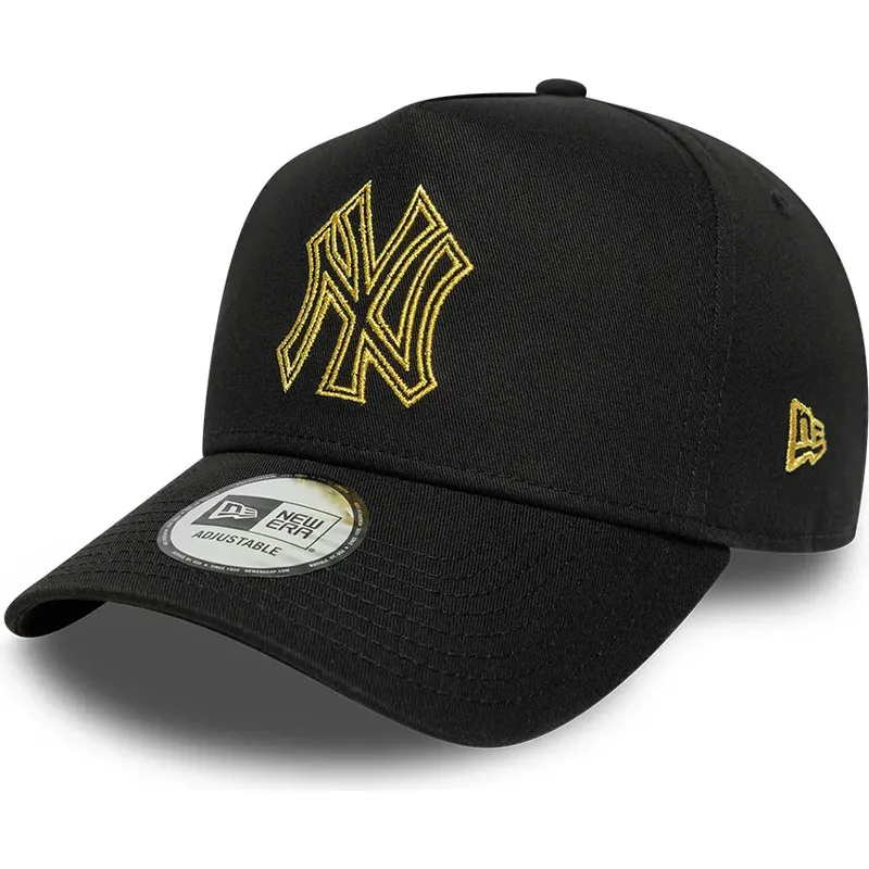 mutzen-gebogen-schwarz-snapback-dorado-e-frame-metallic-outline-der-new-york-yankees-mlb-von-new-era