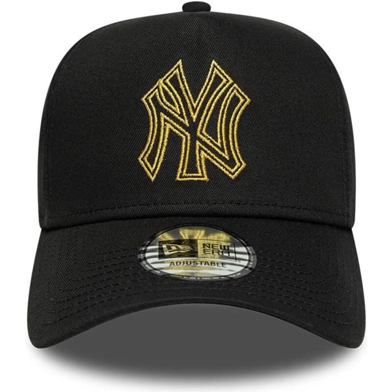 mutzen-gebogen-schwarz-snapback-dorado-e-frame-metallic-outline-der-new-york-yankees-mlb-von-new-era