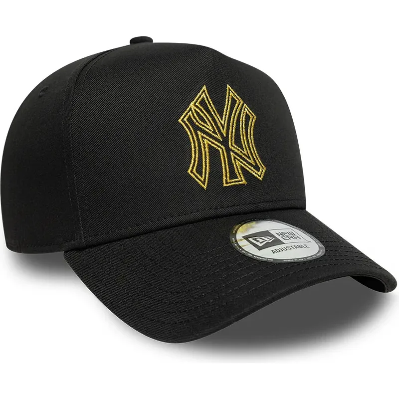 mutzen-gebogen-schwarz-snapback-dorado-e-frame-metallic-outline-der-new-york-yankees-mlb-von-new-era