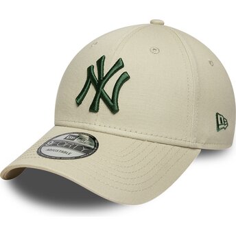 Casquette courbée beige ajustable avec logo vert foncé 9FORTY League Essential New York Yankees MLB New Era