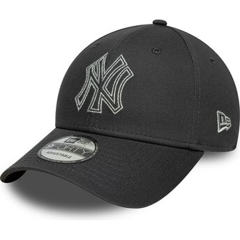 Casquette courbée grise ajustable 9FORTY Metallic Outline New York Yankees MLB New Era