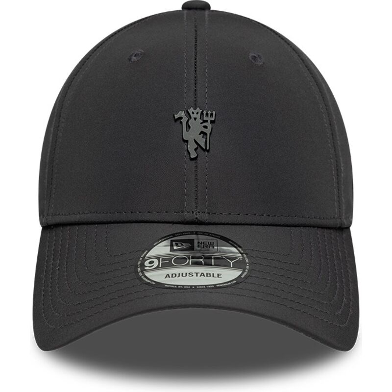 casquette-courbee-grise-fonce-ajustable-avec-logo-noir-9forty-metal-manchester-united-football-club-premier-league-new-era