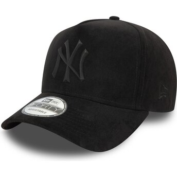 Casquette courbée noire snapback avec logo noir E Frame Faux Suede New York Yankees MLB New Era