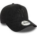 mutzen-gebogen-schwarz-snapback-e-frame-faux-suede-der-new-york-yankees-mlb-von-new-era