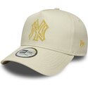 mutzen-gebogen-beige-snapback-dorado-e-frame-metallic-outline-der-new-york-yankees-mlb-von-new-era