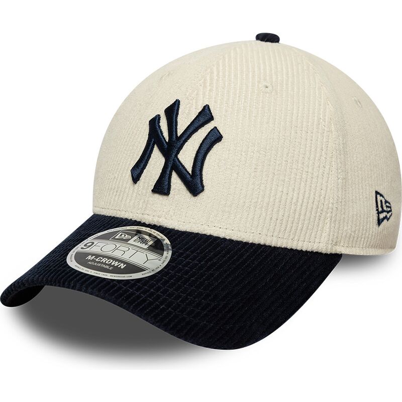 casquette-courbee-beige-et-bleue-marine-ajustable-avec-logo-bleu-marine-9forty-m-crown-cord-new-york-yankees-mlb-new-era casquette-courbee-beige-et-bleue-marine-ajustable-avec-logo-bleu-marine-9forty-m-crown-cord-new-york-yankees-mlb-new-era