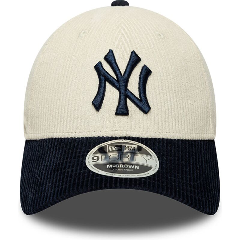 casquette-courbee-beige-et-bleue-marine-ajustable-avec-logo-bleu-marine-9forty-m-crown-cord-new-york-yankees-mlb-new-era casquette-courbee-beige-et-bleue-marine-ajustable-avec-logo-bleu-marine-9forty-m-crown-cord-new-york-yankees-mlb-new-era