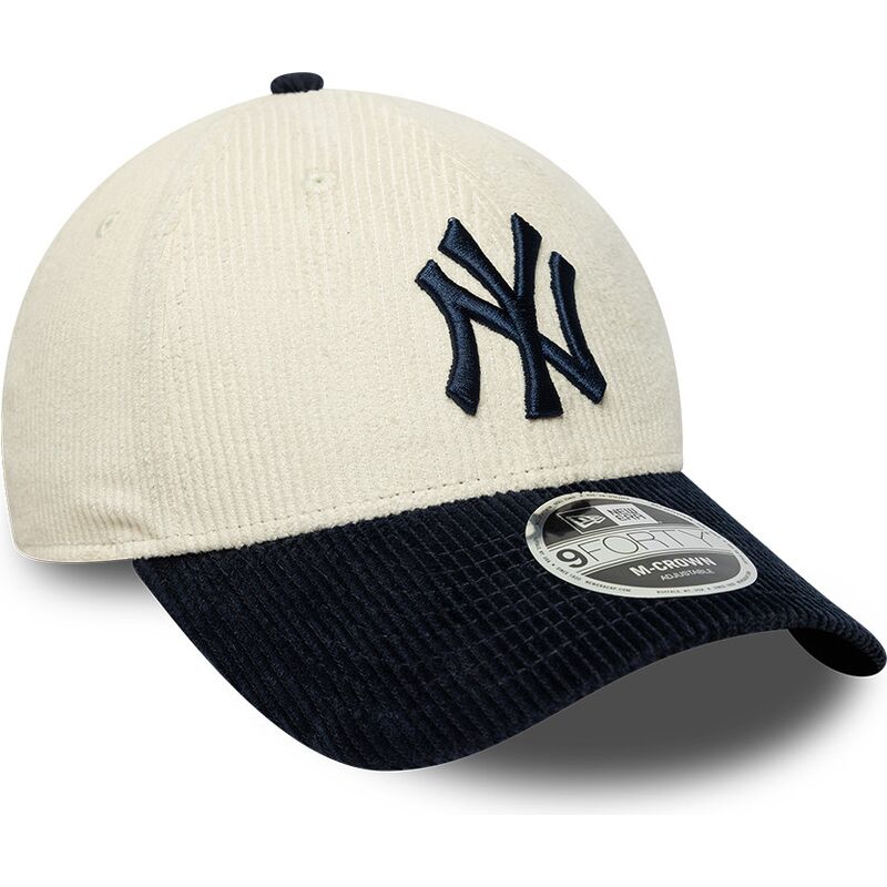 casquette-courbee-beige-et-bleue-marine-ajustable-avec-logo-bleu-marine-9forty-m-crown-cord-new-york-yankees-mlb-new-era casquette-courbee-beige-et-bleue-marine-ajustable-avec-logo-bleu-marine-9forty-m-crown-cord-new-york-yankees-mlb-new-era