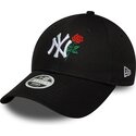 mutzen-gebogen-schwarz-verstellbares-band-9forty-flower-icon-der-new-york-yankees-mlb-von-new-era