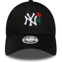 mutzen-gebogen-schwarz-verstellbares-band-9forty-flower-icon-der-new-york-yankees-mlb-von-new-era