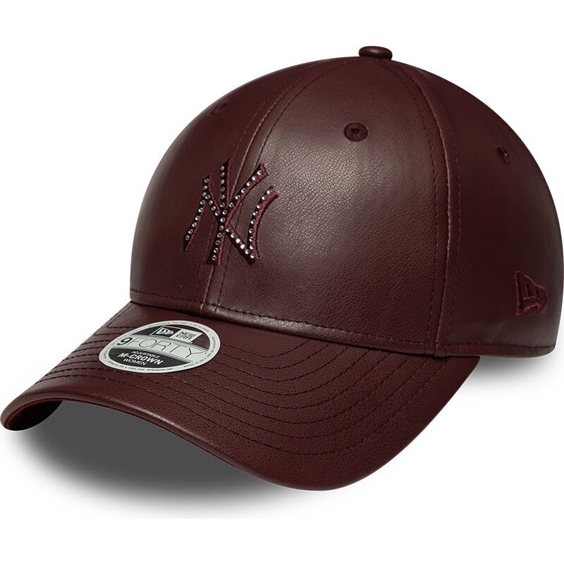 mutzen-gebogen-braun-snapback-9forty-m-crown-pu-diamante-der-new-york-yankees-mlb-von-new-era