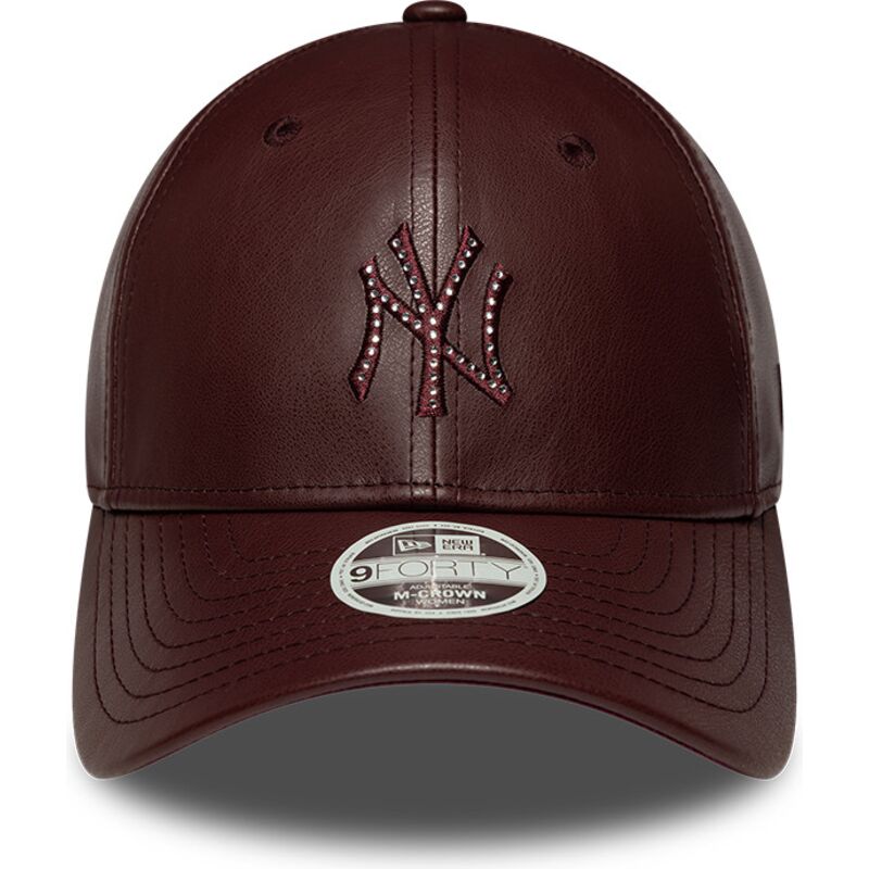 casquette-courbee-marron-snapback-pour-femme-9forty-m-crown-pu-diamante-new-york-yankees-mlb-new-era