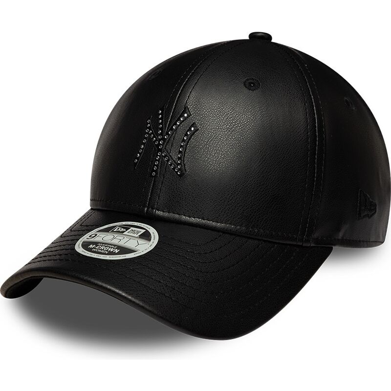 casquette-courbee-noire-snapback-pour-femme-avec-logo-noir-9forty-m-crown-pu-diamante-new-york-yankees-mlb-new-era casquette-courbee-noire-snapback-pour-femme-avec-logo-noir-9forty-m-crown-pu-diamante-new-york-yankees-mlb-new-era