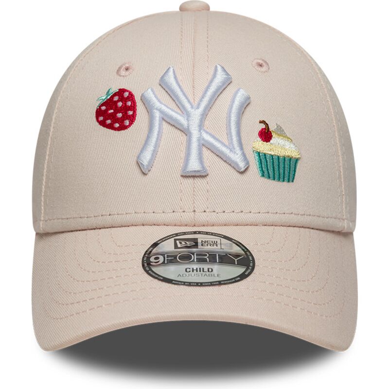 mutzen-gebogen-rosa-verstellbares-band-fur-kinder-9forty-food-icon-cupcake-der-new-york-yankees-mlb-von-new-era