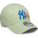 mutzen-gebogen-grun-verstellbares-band-fur-kinder-9forty-dino-icon-der-new-york-yankees-mlb-von-new-era