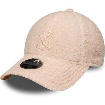 Casquette courbée rose snapback pour enfant avec logo rose 9FORTY M-Crown Winter Borg New York Yankees MLB New Era