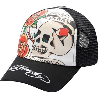 Casquette trucker noire et blanche Before Dishonor Ed Hardy