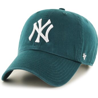 Casquette courbée verte ajustable Clean Up No Loop Label Pacific Green New York Yankees MLB 47 Brand