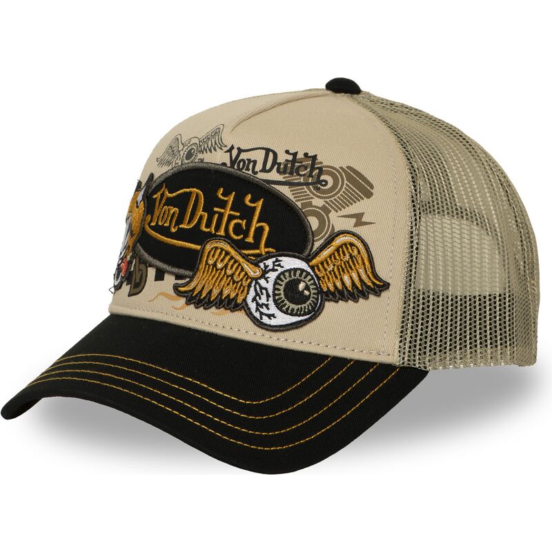 casquette-trucker-beige-et-noire-patches19-von-dutch casquette-trucker-beige-et-noire-patches19-von-dutch