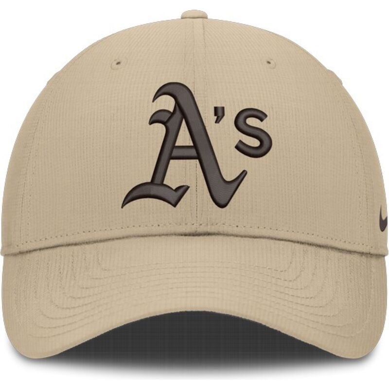 casquette-courbee-beige-ajustable-avec-logo-marron-structured-uv-poly-ripstop-oakland-athletics-mlb-nike casquette-courbee-beige-ajustable-avec-logo-marron-structured-uv-poly-ripstop-oakland-athletics-mlb-nike