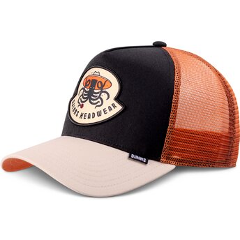 Casquette trucker noire et beige HFT Rose Kraken Djinns