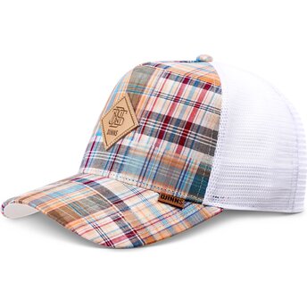 Casquette trucker multicolore HFT Patch Check Turquoise Djinns