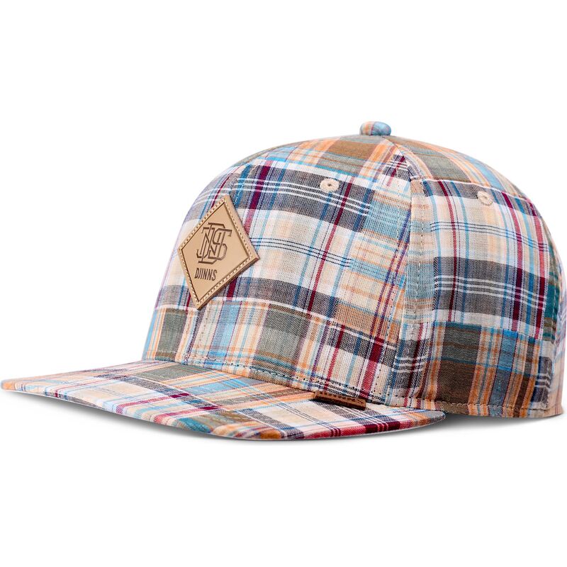 mutzen-flach-mehrfarbig-snapback-patch-check-turquioise-von-djinns