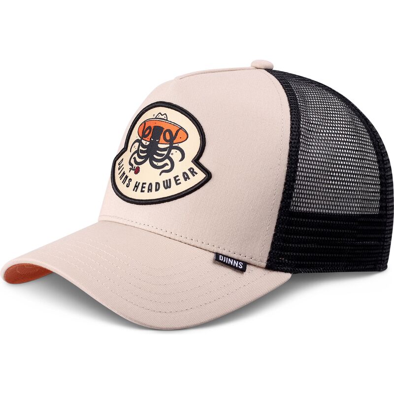 casquette-trucker-beige-et-noire-hft-rose-kraken-djinns casquette-trucker-beige-et-noire-hft-rose-kraken-djinns