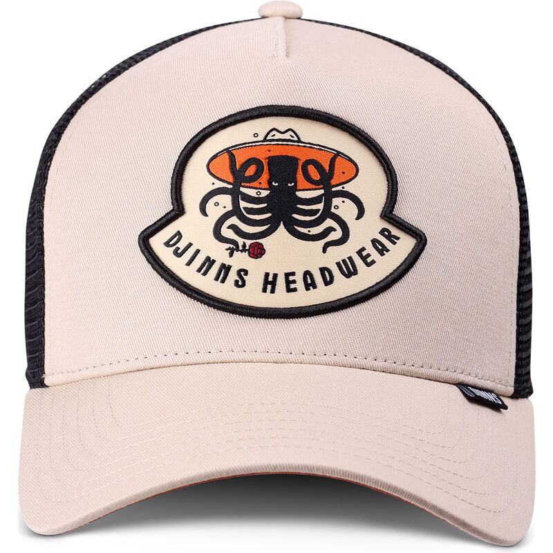 casquette-trucker-beige-et-noire-hft-rose-kraken-djinns casquette-trucker-beige-et-noire-hft-rose-kraken-djinns