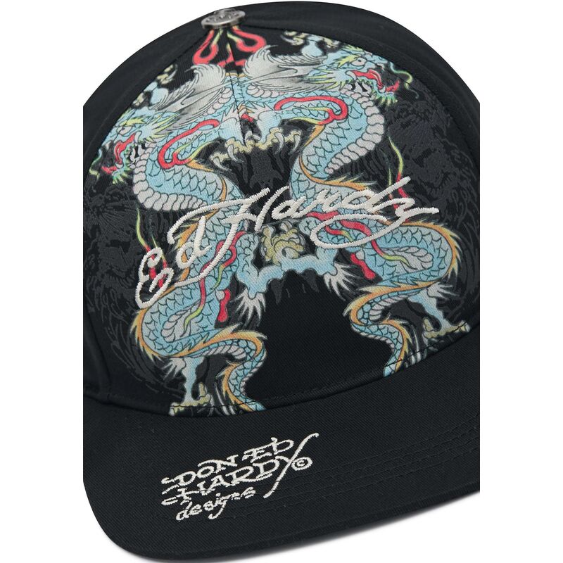casquette-plate-noire-snapback-battle-dragon-ed-hardy