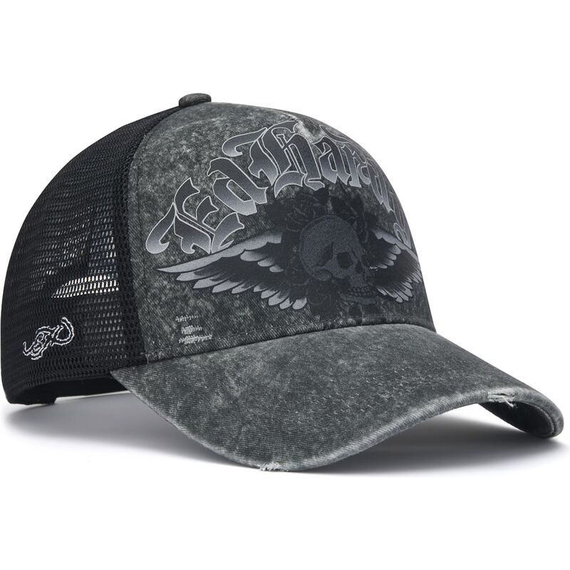 mutzen-gebogen-grau-snapback-flaming-gothic-skull-washed-von-ed-hardy mutzen-gebogen-grau-snapback-flaming-gothic-skull-washed-von-ed-hardy