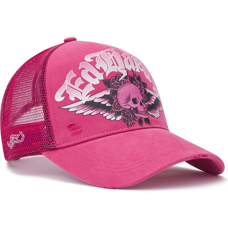 mutzen-gebogen-rosa-snapback-flaming-gothic-skull-washed-von-ed-hardy