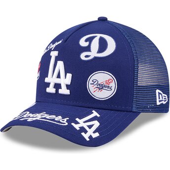Mützen gebogen blau snapback 9FORTY M-Crown A Frame All Over der Los Angeles Dodgers MLB von New Era