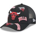 casquette-trucker-noire-9forty-m-crown-a-frame-all-over-chicago-bulls-nba-new-era